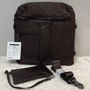 Baggallini Quilted Captivate Backpack Messenger Sholder Bag - Dark Brown NWOT